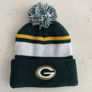 NFL Budweiser 100% Acrylic Green Bay Packers Knit Toque w Pom Pom Grn Wht Yel OS